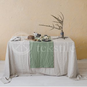 Stone Washed Linen Runner GREEN